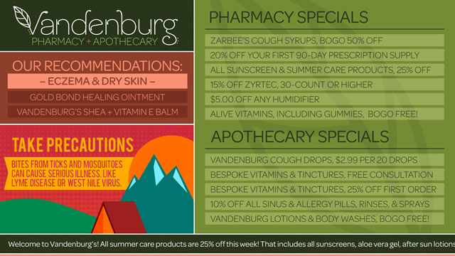 Vandenburg Pharmacy + Apothercary Menuboard
