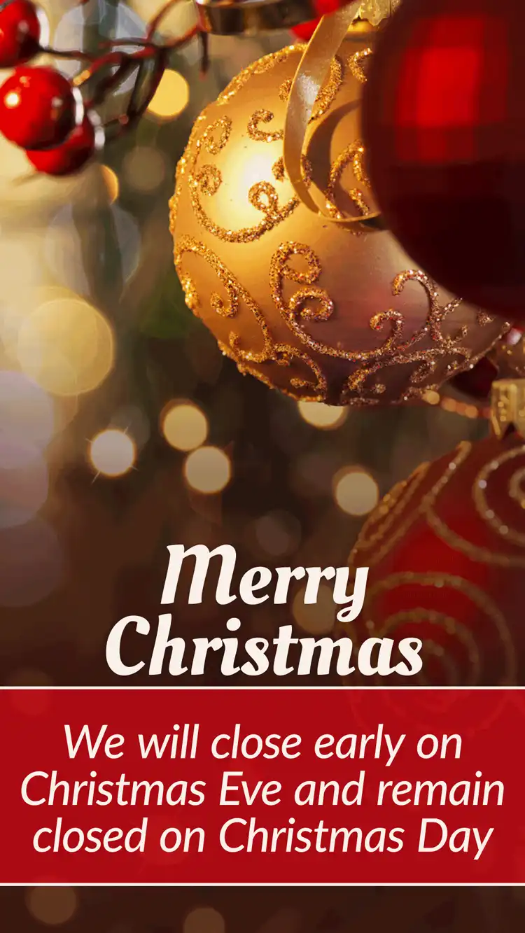 Holiday Closings  Christmas  Ornament  Early Eve